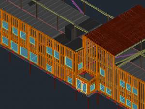 Model with steel and concrete structures